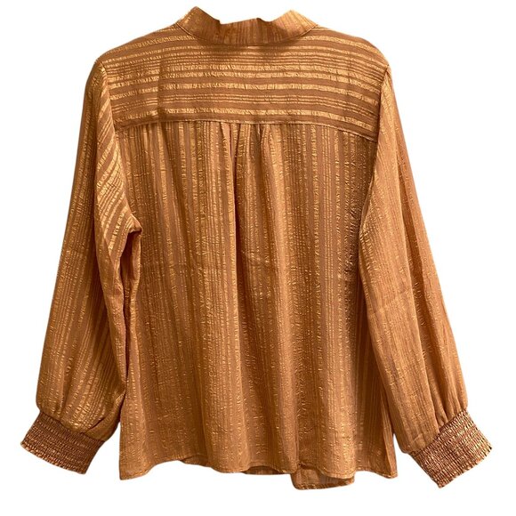 NWT Soft Surroundings Jocelyn Striped Popover Shirt Sz L Gold Boho Chic Office - Picture 6 of 15